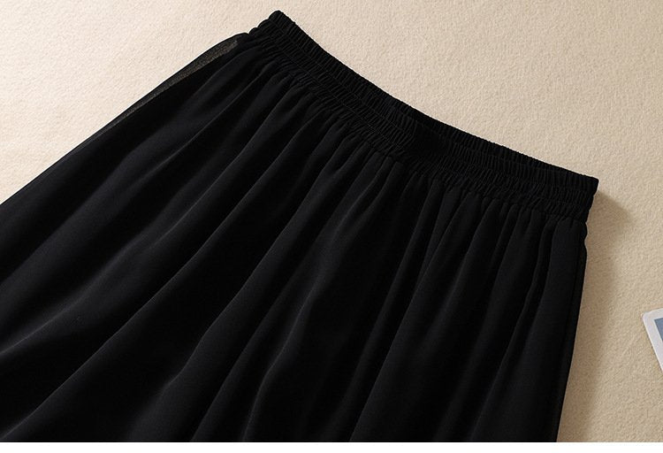 レディース パンツ ワイド 春夏 レトロ 春 白 夏 シフォン 切り替えデザイン ビーチ
