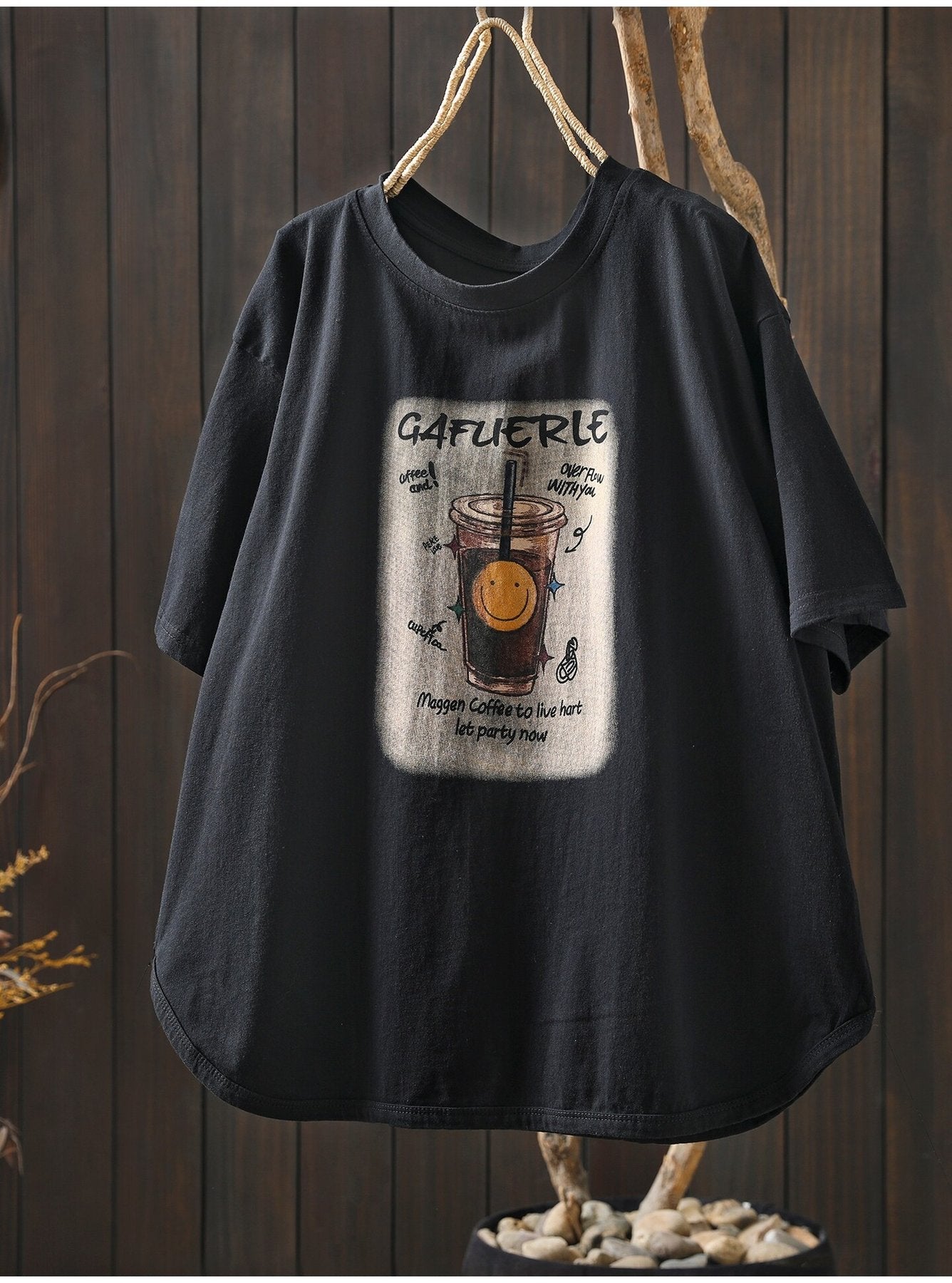 レディース シャツ Tシャツ 半袖 プリント ゆったり コットン 綿 春夏 カジュアル 体型カバー おしゃれ 前開き 春 夏 ラウンドネック シンプル 黒 プルオーバー