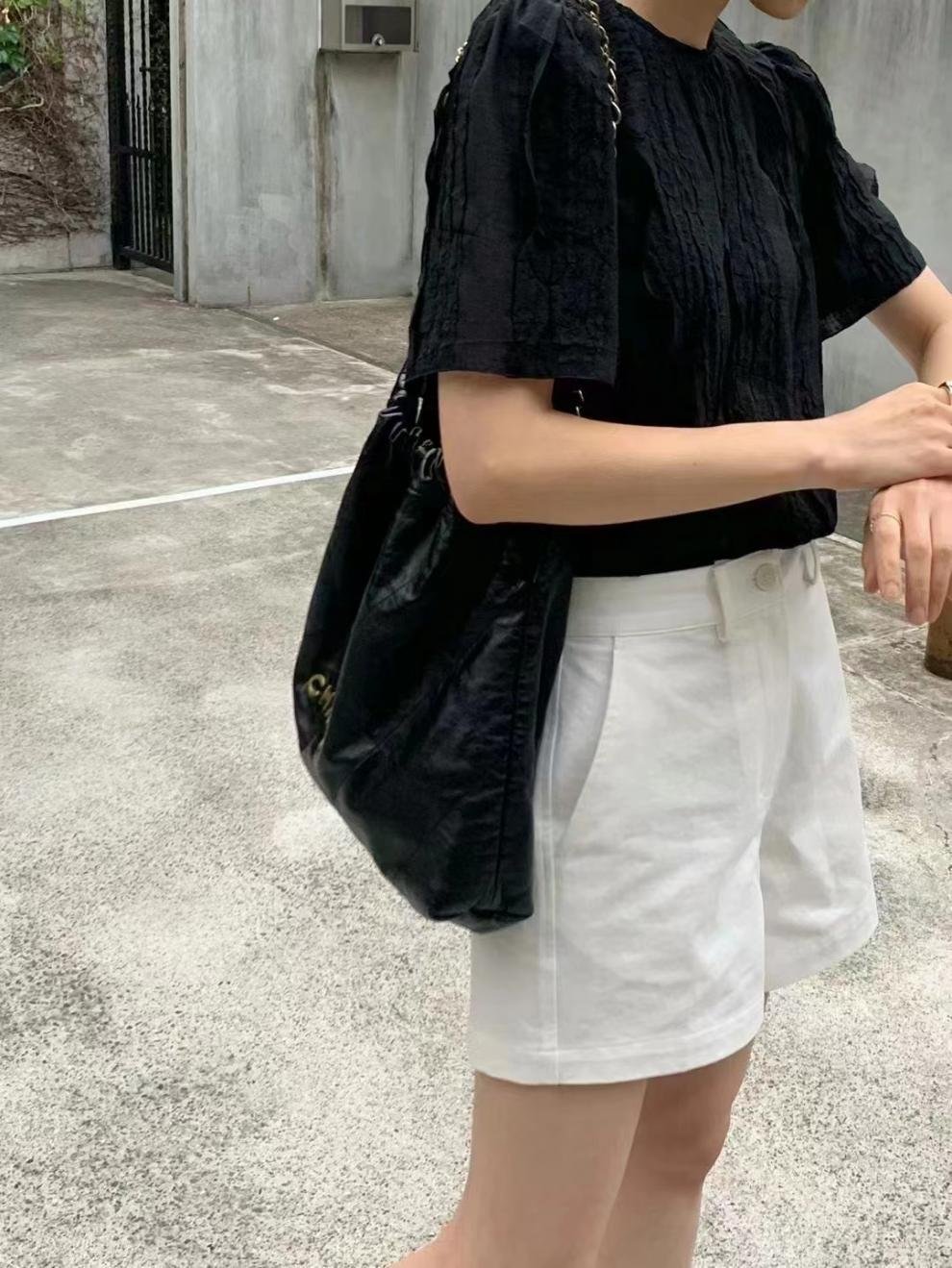 レディース シャツ トップス 無地 ゆったり 春夏 カジュアル きれいめ 韓国風 前開き 春 ショート 夏 ラウンドネック シンプル 上品 切り替えデザイン タイ ポリエステル