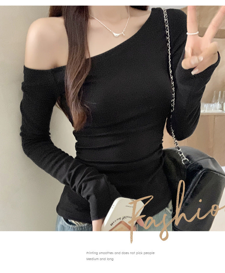 カジュアル レディース トップス シャツ 上着 インナー 長袖 かわいい 大人可愛い きれいめ シンプル 上品 おしゃれ 無地  オールシーズン お出かけ 女子会 休日 カフェ ランチ 重ね着 コーデ 楽ちん 普段使い 着回し モテ 清楚 定番 S M L XL ホワイト ブラック ブルー ネイビー アシンメトリー ロングスリーブ Tシャツ 長袖 タイト スリム 細身 伸縮性 薄手 クール ベーシック 二次会 ママ 旅行 ショッピング ライブ お花見 合コン コンパ 婚活 フェス ランチ お家時間 韓国