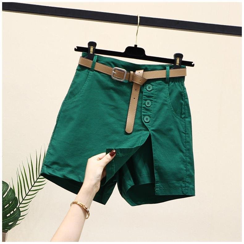 レディース パンツ スカート コットン 綿 夏 きれいめ 通勤 ショート ショートパンツ 上品 Aライン ベルト 切り替えデザイン キュロットスカート ハイウエスト ベルト付き ボタン