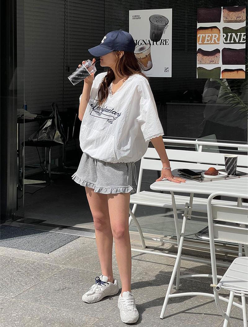 レディース シャツ Tシャツ 半袖 ゆったり 春夏 カジュアル 前開き Vネック 春 夏 膝丈 レース 速乾