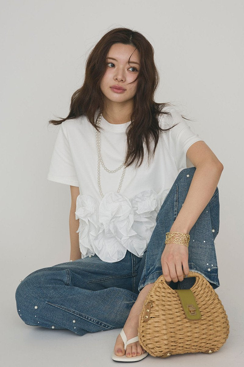レディース トップス Tシャツ 半袖 無地 コットン 綿 春夏 春 夏 フラワー レース シンプル 刺繍 シャツ
