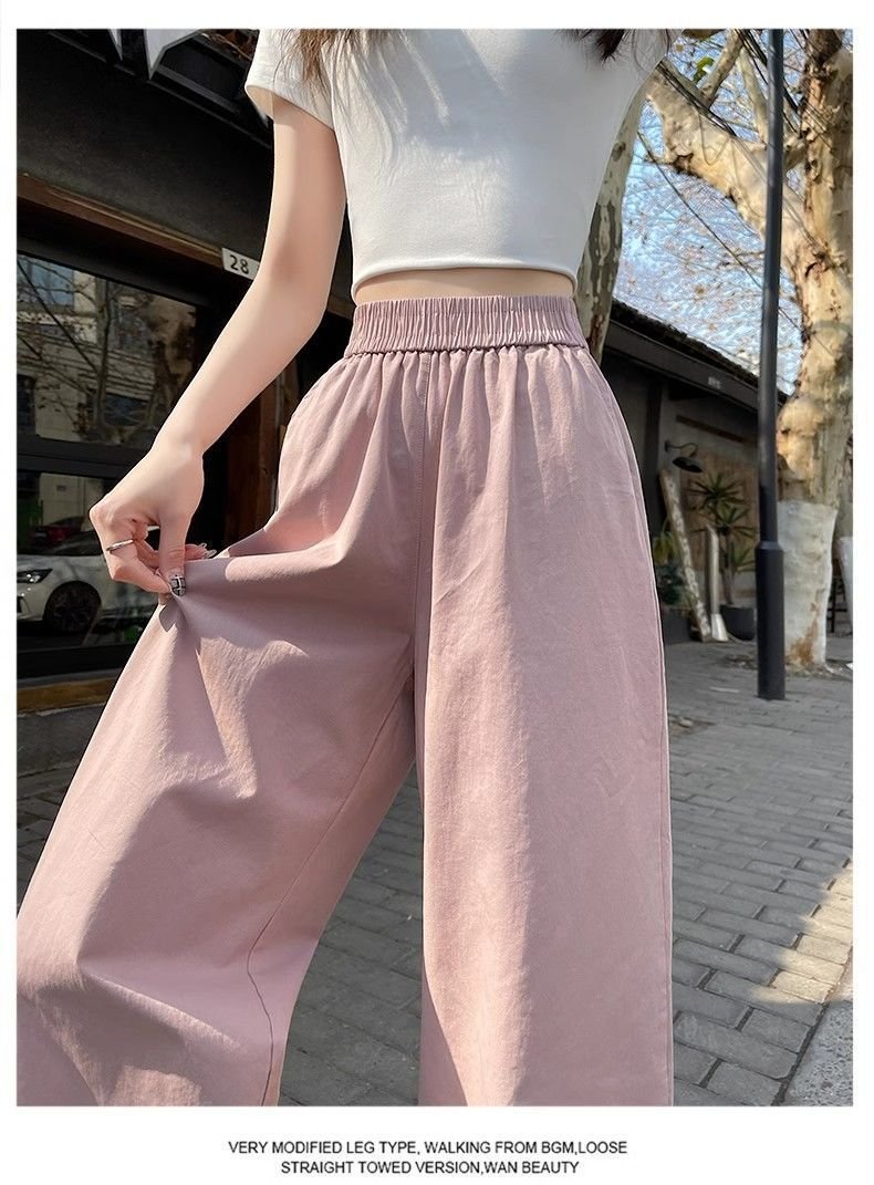 レディース パンツ 無地 ゆったり ワイド 春夏 カジュアル 春 夏 シンプル ロング フリル ワイドパンツ 切り替えデザイン ドレープ ウエストゴム ポリエステル