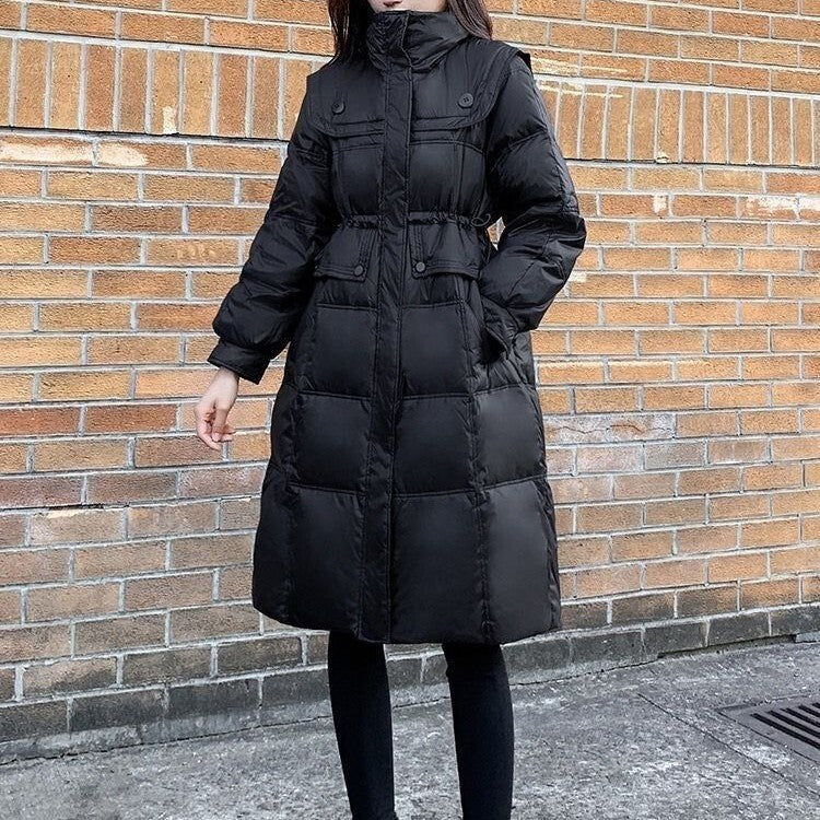 レディース 中綿コート コート アウター 上着 羽織 前開き ミディアム  膝丈 ハイネック Aライン ウエストマーク ファスナー ポケット ギャザー 大人可愛い シンプル カジュアル おしゃれ 都会的 ベーシック ナチュラル 無地 秋 冬 ママ 通勤 学生 学校 通学 デート お出かけ 旅行 レストラン 休日 バカンス ホテル ショッピング カフェ モノトーン 体型カバー 普段使い 着回し M L XL 2XL 3XL 大きいサイズ ブラック ベーシックカラー