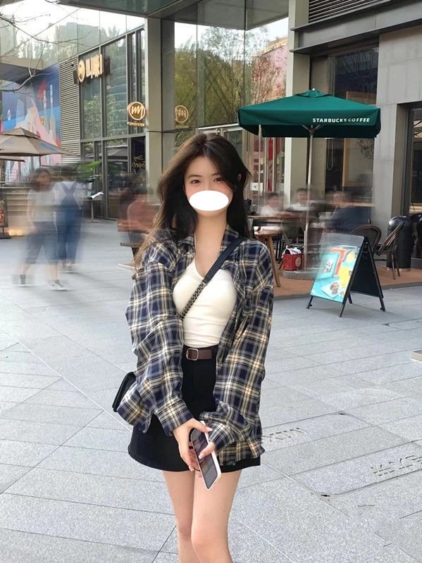 レディース シャツ 長袖 チェック柄 無地 ゆったり 体型カバー 前開き シンプル 切り替えデザイン 襟付き タイ ポリエステル