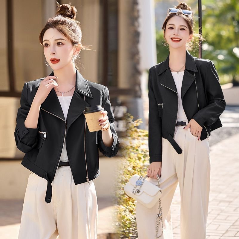 レディース ジャケット 長袖 春夏 カジュアル きれいめ 春 ショート 夏 秋 上品 レザー タイ ストレッチ アウター レザージャケット テーラードジャケット