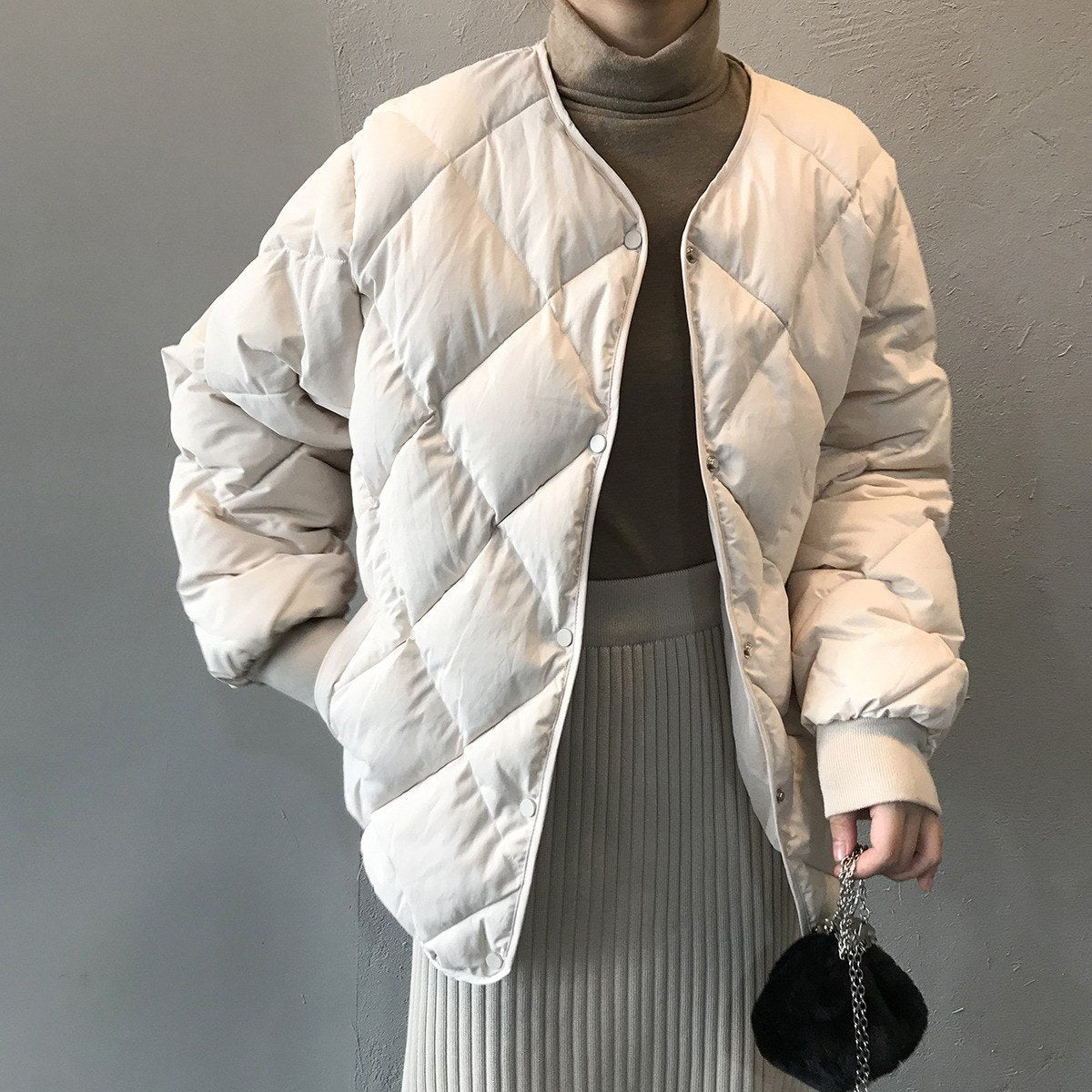 レディース ジャケット 長袖 ゆったり オーバーサイズ 秋冬 秋 体型カバー ショート キルティング 冬 ダウン 薄手 襟なし タイ アウター ポリエステル ダウンジャケット