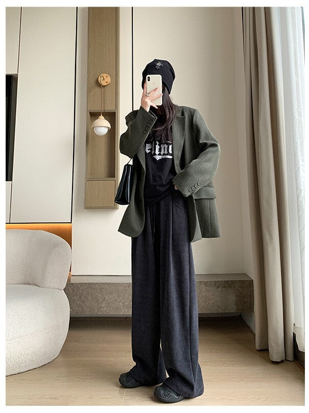 レディース パンツ ボトムス 裏起毛 ストレートパンツ ロングパンツ ワイドパンツ 丈長 ロング ストレート 裾ワイド ポケット ハイウエスト ウエストゴム シンプル カジュアル おしゃれ こなれ感 ラフ ルーズ 抜け感 ベーシック ナチュラル 無地 春 秋 ママ 通勤 学生 学校 通学 デート お出かけ 旅行 公園 女子会 休日 ショッピング お花見 カフェ 防寒 体型カバー 脚長 普段使い 着回し S M L XL ブラック ブラウン ダークグレー カーキ ベーシックカラー 大人カラー