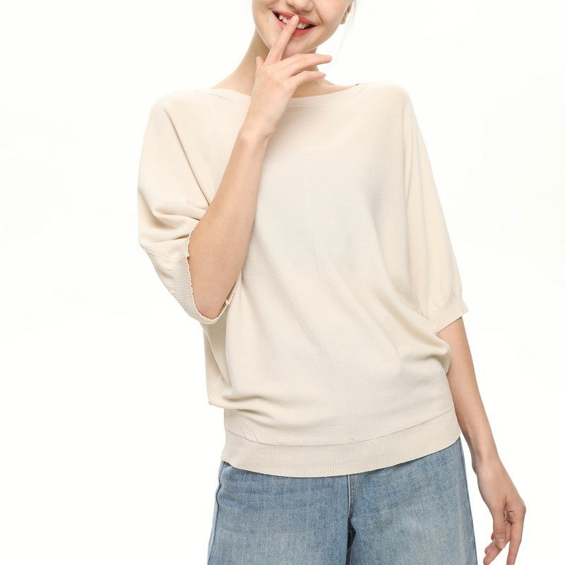 レディース トップス カットソー Tシャツ 5分袖 ドルマンスリーブ ボートネック フェミニン 大人可愛い きれいめ シンプル カジュアル 上品 おしゃれ レトロ こなれ感 ガーリー クール 抜け感 クラシカル ベーシック アクティブ ナチュラル シック 無地 春 夏 秋 お出かけ リゾート 旅行 公園 女子会 休日 高原 ショッピング カフェ ランチ 体型カバー 普段使い 着回し トレンド 流行 ゆったり ゆる フリーサイズ ワンサイズ 白 ホワイト 黒 ブラック 黄色 イエロー オフホワイト ピンク