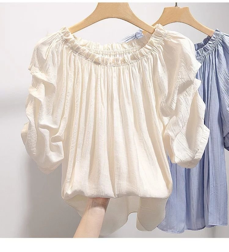 レディース シャツ トップス 半袖 無地 スリム 春夏 きれいめ 通勤 オフィス 前開き プリーツ 春 夏 シンプル オフショルダー エレガント レギュラー ボタン ポリエステル