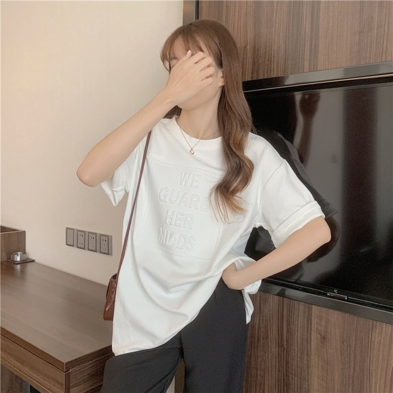 レディース トップス Tシャツ 半袖 プリント ゆったり コットン 綿 春夏 カジュアル 大きいサイズ 春 夏 ラウンドネック シャツ 切り替えデザイン レギュラー ポリエステル