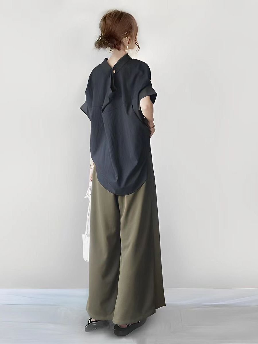 レディース トップス パンツ ボーダー ストライプ ワイド 春夏 きれいめ 春 夏 上品 ワイドパンツ 切り替えデザイン セットアップ ポリエステル