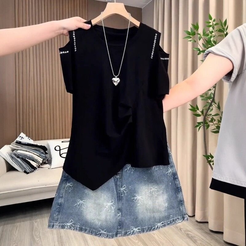 Tシャツ 半袖 ゆったり コットン 綿 春夏 カジュアル 体型カバー 春 夏 ラウンドネック ロング シャツ 切り替えデザイン