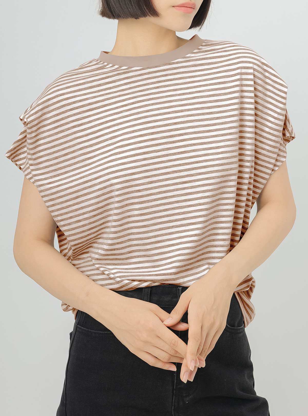 レディース トップス Tシャツ ニット 半袖 ボーダー ストライプ チェック柄 ゆったり コットン 綿 夏 体型カバー 春夏 膝丈 ラウンドネック シャツ