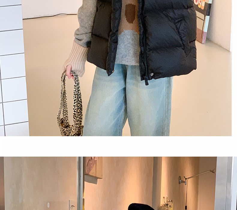 レディース トップス ベスト ノースリーブ 無地 ゆったり 体型カバー 袖なし ショート 男女兼用 シンプル ブラック ダウン ベージュ インナー