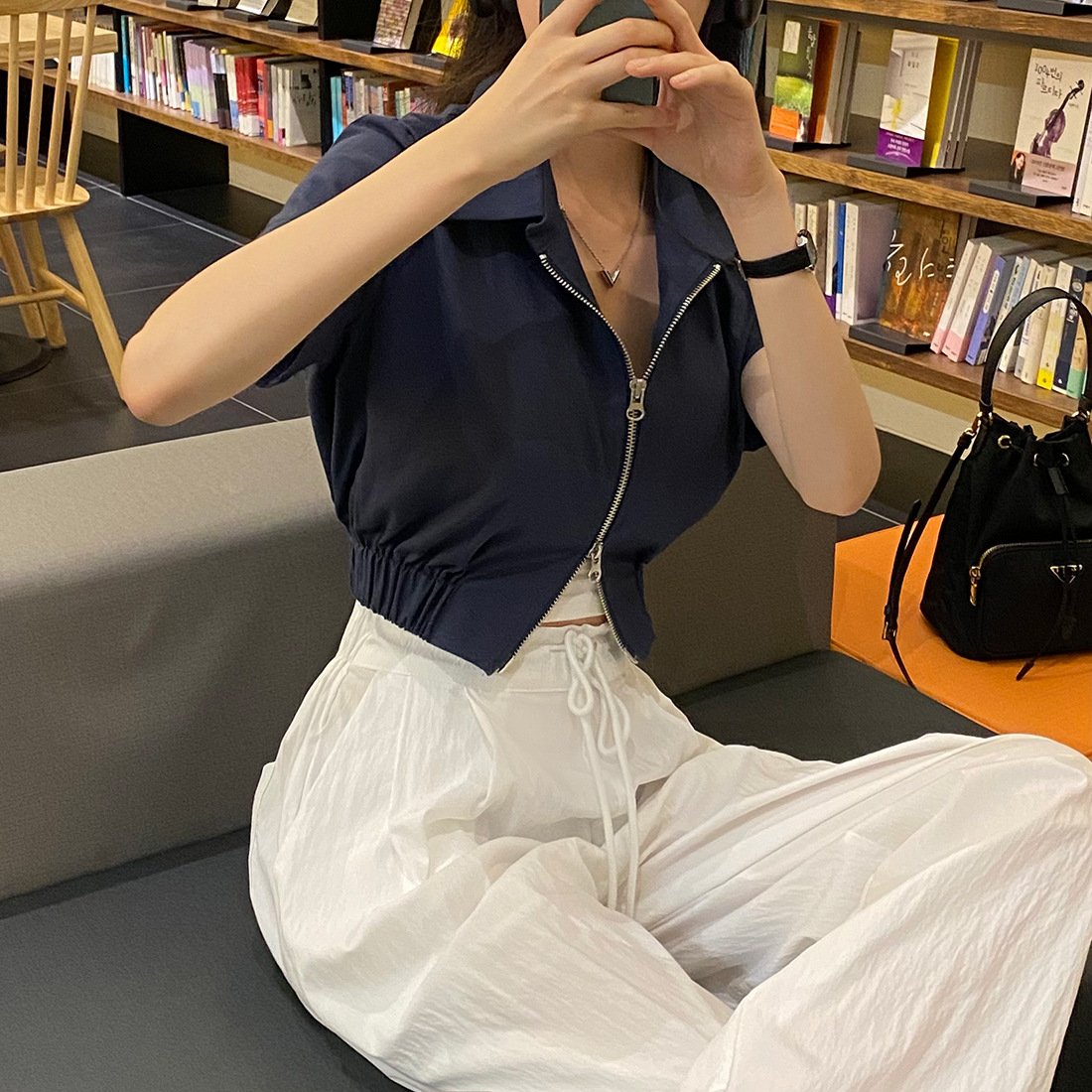 レディース シャツ コート 半袖 無地 春夏 レトロ 前開き 春 ショート 夏 シンプル 襟付き ファスナー レディースシャツ