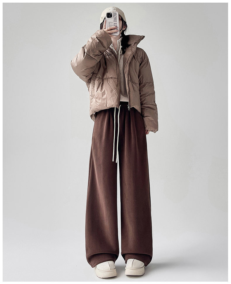 レディース パンツ ボトムス 裏起毛 ロングパンツ ワイドパンツ ロング ワイド ストレート ストリート ハイウエスト ウエストゴム ドロスト アメカジ かわいい 大人可愛い シンプル カジュアル おしゃれ こなれ感 ボーイッシュ ルーズ 抜け感 ベーシック 無地 秋 冬 ママ 学生 学校 通学 デート お出かけ アウトドア イベント 旅行 公園 女子会 休日 ライブ コンパ カフェ 韓国 コーデ 防寒 体型カバー 脚長 普段使い 着回し M L XL ホワイト ブラック ブラウン グレー ピンク レッド