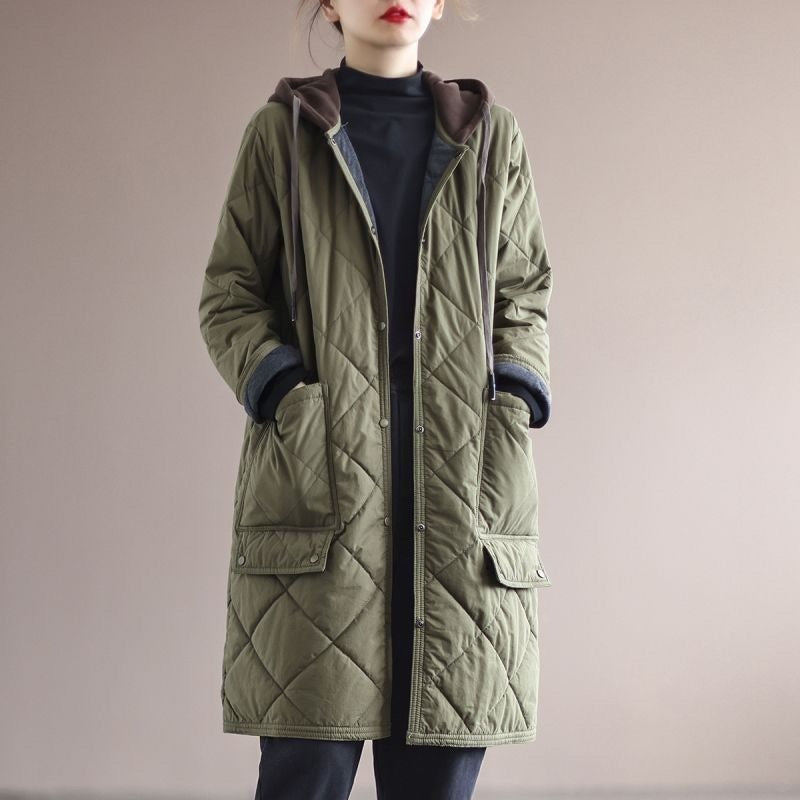 アウター コート キルティングコート 長袖 フード付き 前開き ボタン ポケット ミディアム丈 異素材ミックス かわいい 可愛い 大人可愛い きれいめ シンプル レトロ おしゃれ かっこいい カジュアル こなれ感 個性的 主役級 存在感 抜け感 秋 冬 ベーシック ナチュラル メンズライク 無地 女性用 レディース ママ OL 通勤 学生 通学 デート お出かけ 旅行 休日 アウトドア カフェ ショッピング 普段使い デイリー 着回し 重ね着 M L XL 2XL 3XL 4XL トレンド モテ 暖かい