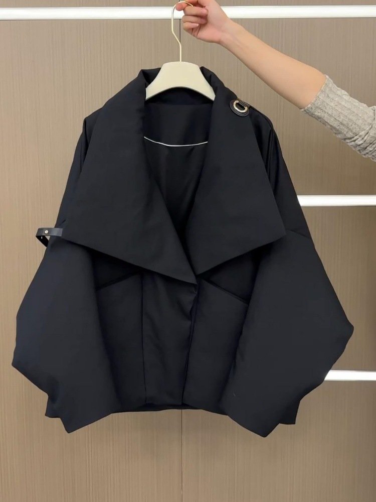 レディース ジャケット 長袖 無地 ゆったり コットン 綿 秋冬 秋 きれいめ 通勤 オフィス 体型カバー ショート シンプル 冬 襟付き 中綿 ボタン ポリエステル
