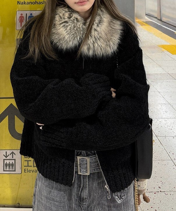 レディース コート アウター 上着 羽織 前開き ミディアム ショート 長袖 ドロップショルダー 襟付き オーバーサイズ ファスナー ポケット フェイクファー かわいい 大人可愛い シンプル カジュアル おしゃれ レトロ こなれ感 ラフ スポーティー ガーリー 存在感 ベーシック ワイルド 無地 秋 冬 ママ 通勤 学生 デート お出かけ お泊まり アウトドア イベント 旅行 公園 女子会 休日 ショッピング カフェ ランチ 韓国 モテS M L ゆったり ゆる ブラック ベーシックカラー 大人カラー