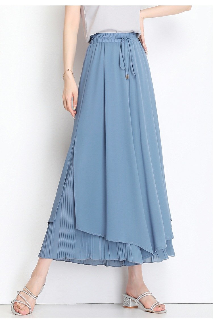 レディース パンツ ワイド スリム デニム 春夏 カジュアル 春 夏 韓国ファッション シフォン Aライン ワイドパンツ ハイウエスト ポリエステル