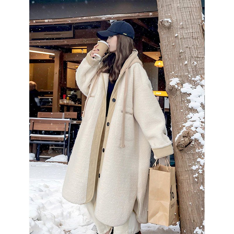 コート 長袖 無地 ゆったり 秋冬 秋 シンプル 冬 ロング 切り替えデザイン ベージュ フード ポリエステル