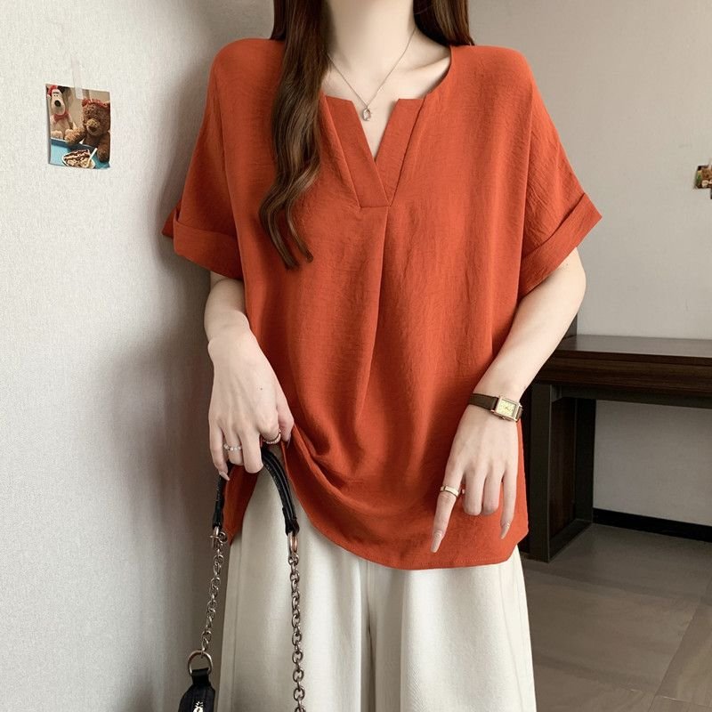 レディース Tシャツ 半袖 無地 ゆったり 春夏 カジュアル Vネック 春 夏 シャツ レギュラー ポリエステル