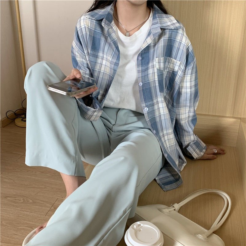 レディース シャツ ジャケット 長袖 チェック柄 ゆったり 夏 きれいめ レトロ 体型カバー 春夏 前開き ブラック 上品 襟付き ブルー ストレッチ アウター