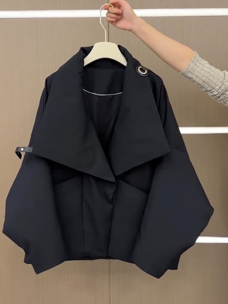 レディース ジャケット 長袖 無地 ゆったり コットン 綿 秋冬 秋 きれいめ 通勤 オフィス 体型カバー ショート シンプル 冬 襟付き 中綿 ボタン ポリエステル