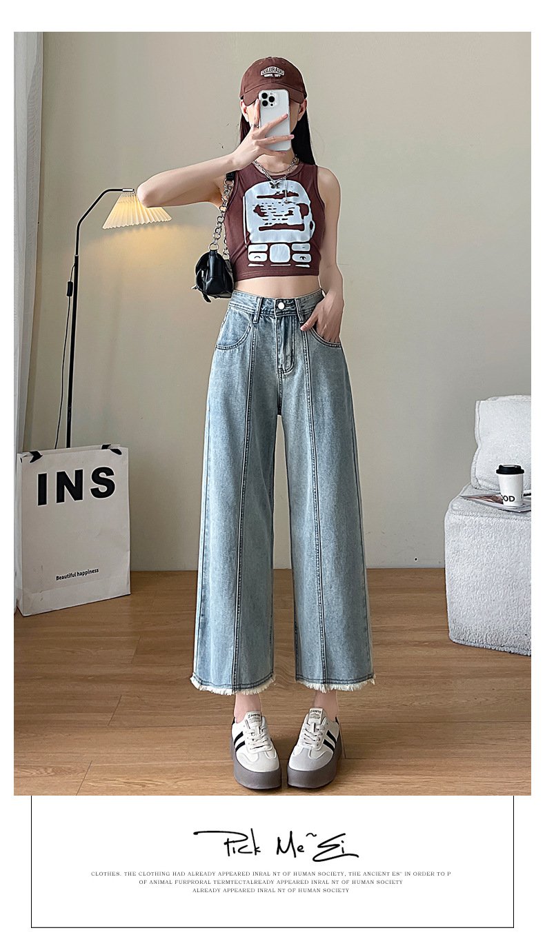 レディース パンツ ゆったり ワイド コットン 綿 春夏 カジュアル レトロ 春 白 夏 秋 冬 ストレート ファー ワイドパンツ 9分丈 ハイウエスト 秋冬