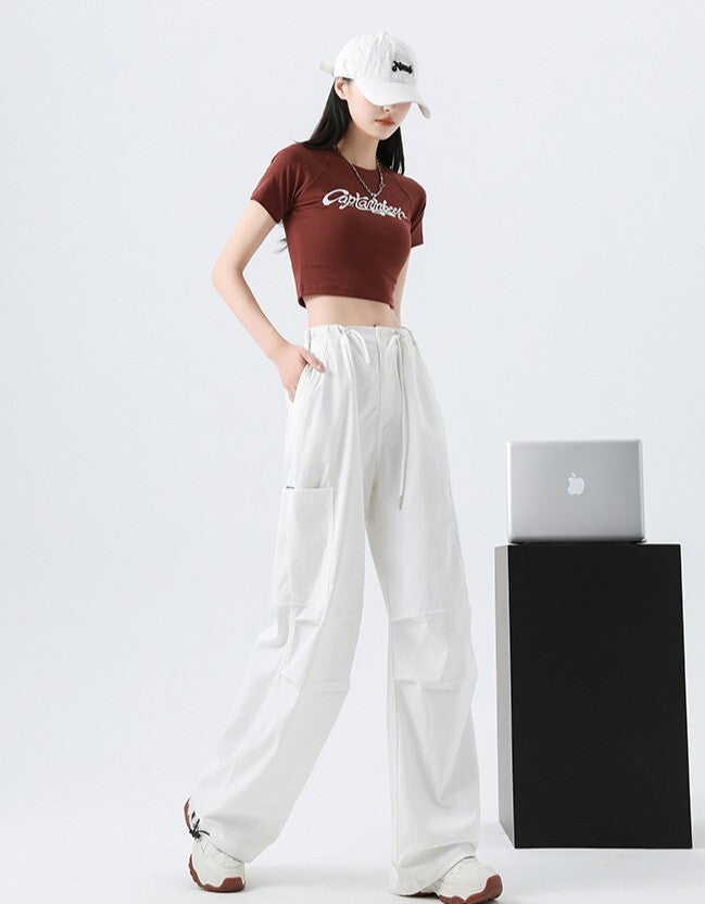 パラシュートパンツ レディース パンツ ボトムス ロングパンツ ワイドパンツ カーゴパンツ 丈長 ロング ワイド ストリート ポケット ハイウエスト ウエストゴム ドロスト ボタン アメカジ シンプル カジュアル おしゃれ かっこいい メンズライク ボーイッシュ ルーズ クール ナチュラル 無地 春 夏 ママ 通勤 学生 学校 通学 デート お出かけ 旅行 公園 女子会 休日 ショッピング お花見 カフェ 普段使い 着回し S M L XL ブラック ダークグレー カーキ ベーシックカラー