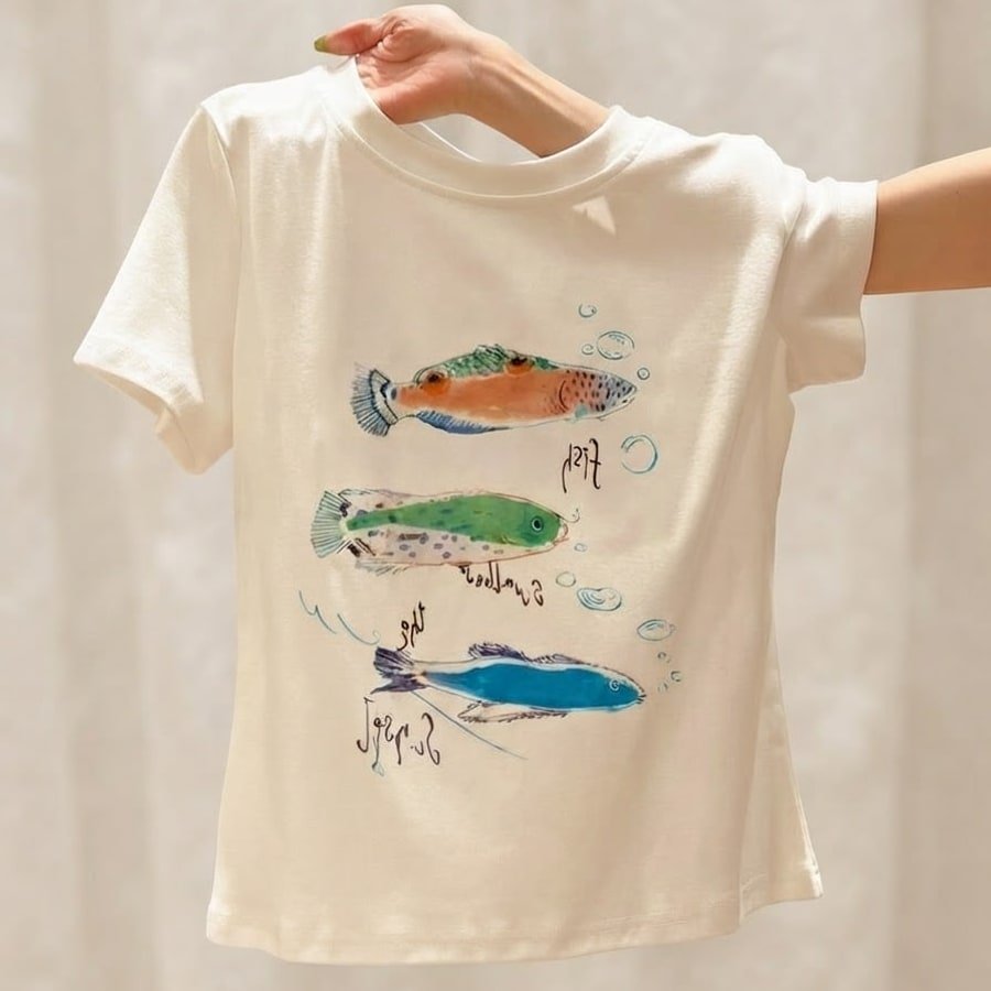 レディース Tシャツ 半袖 プリント スリム コットン 綿 春夏 ミニ 春 白 夏 ラウンドネック シャツ フェミニン ポリエステル