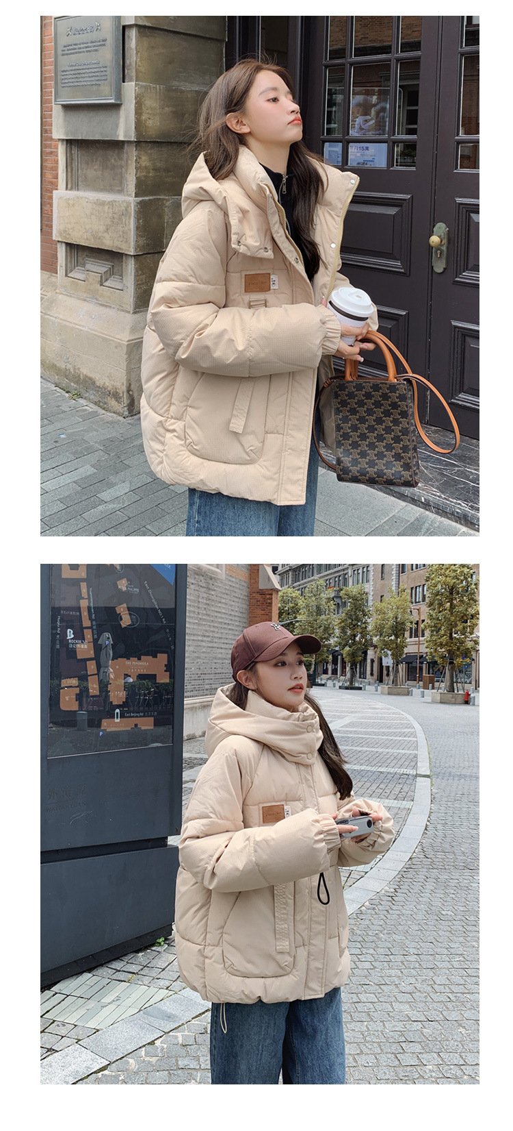 レディース コート ジャケット 長袖 ゆったり オーバーサイズ コットン 綿 秋冬 秋 きれいめ 通勤 オフィス 体型カバー ショート 膝丈 冬 ダウン 厚手 タイ ポリエステル