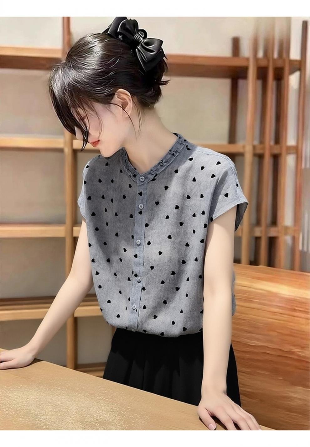 レディース シャツ トップス 半袖 ドット柄 ゆったり 春夏 きれいめ 通勤 おしゃれ 前開き かわいい 春 夏 膝丈 都会的 ボタン ポリエステル ドット