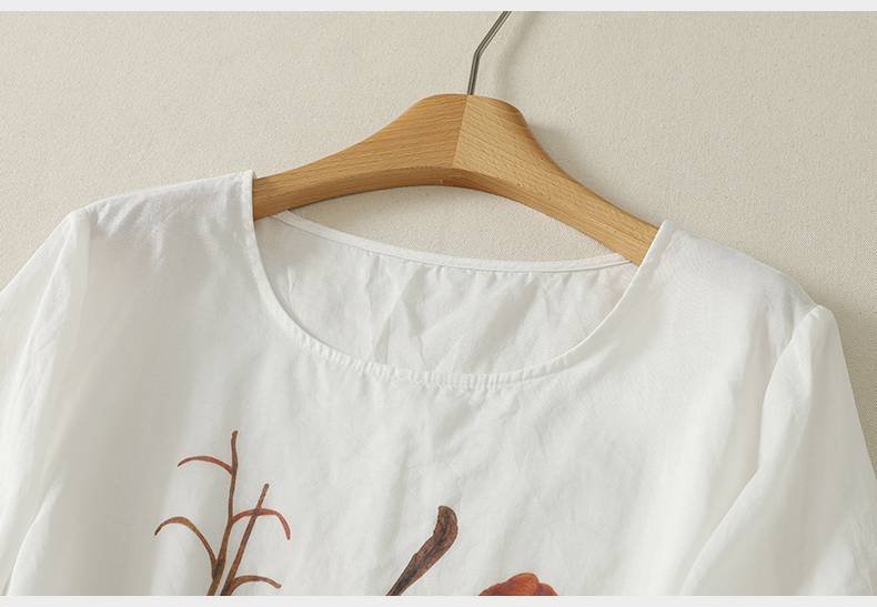 レディース シャツ トップス Tシャツ 半袖 プリント ゆったり コットン 綿 麻 春夏 きれいめ 通勤 体型カバー 前開き デニム 春 夏 プルオーバー レイヤード