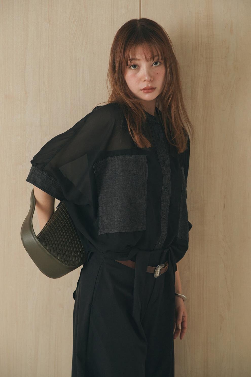 レディース トップス 半袖 無地 ゆったり デニム 春夏 カジュアル きれいめ 通勤 春 夏 シンプル 上品 都会的 配色
