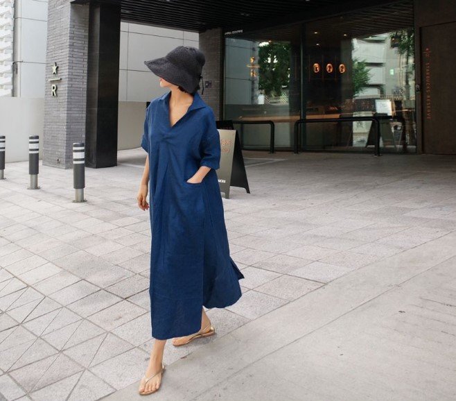ドレス 半袖 無地 スリム 春夏 Vネック 春 夏 膝上 シンプル ロング