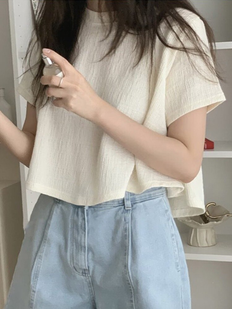レディース シャツ トップス Tシャツ 半袖 無地 ゆったり 春夏 きれいめ 前開き Vネック 春 ショート 夏 シンプル 上品 カットソー ベーシック レギュラー