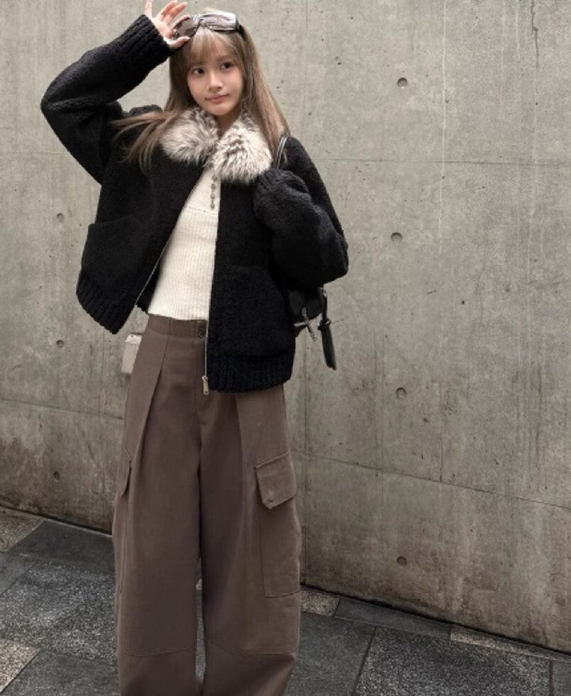 レディース コート アウター 上着 羽織 前開き ミディアム ショート 長袖 ドロップショルダー 襟付き オーバーサイズ ファスナー ポケット フェイクファー かわいい 大人可愛い シンプル カジュアル おしゃれ レトロ こなれ感 ラフ スポーティー ガーリー 存在感 ベーシック ワイルド 無地 秋 冬 ママ 通勤 学生 デート お出かけ お泊まり アウトドア イベント 旅行 公園 女子会 休日 ショッピング カフェ ランチ 韓国 モテS M L ゆったり ゆる ブラック ベーシックカラー 大人カラー