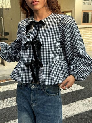 レディース トップス Tシャツ 長袖 ボーダー ストライプ チェック柄 ゆったり 春夏 カジュアル 体型カバー 春 ショート 夏 ラウンドネック シャツ エレガント 蝶 ポリエステル