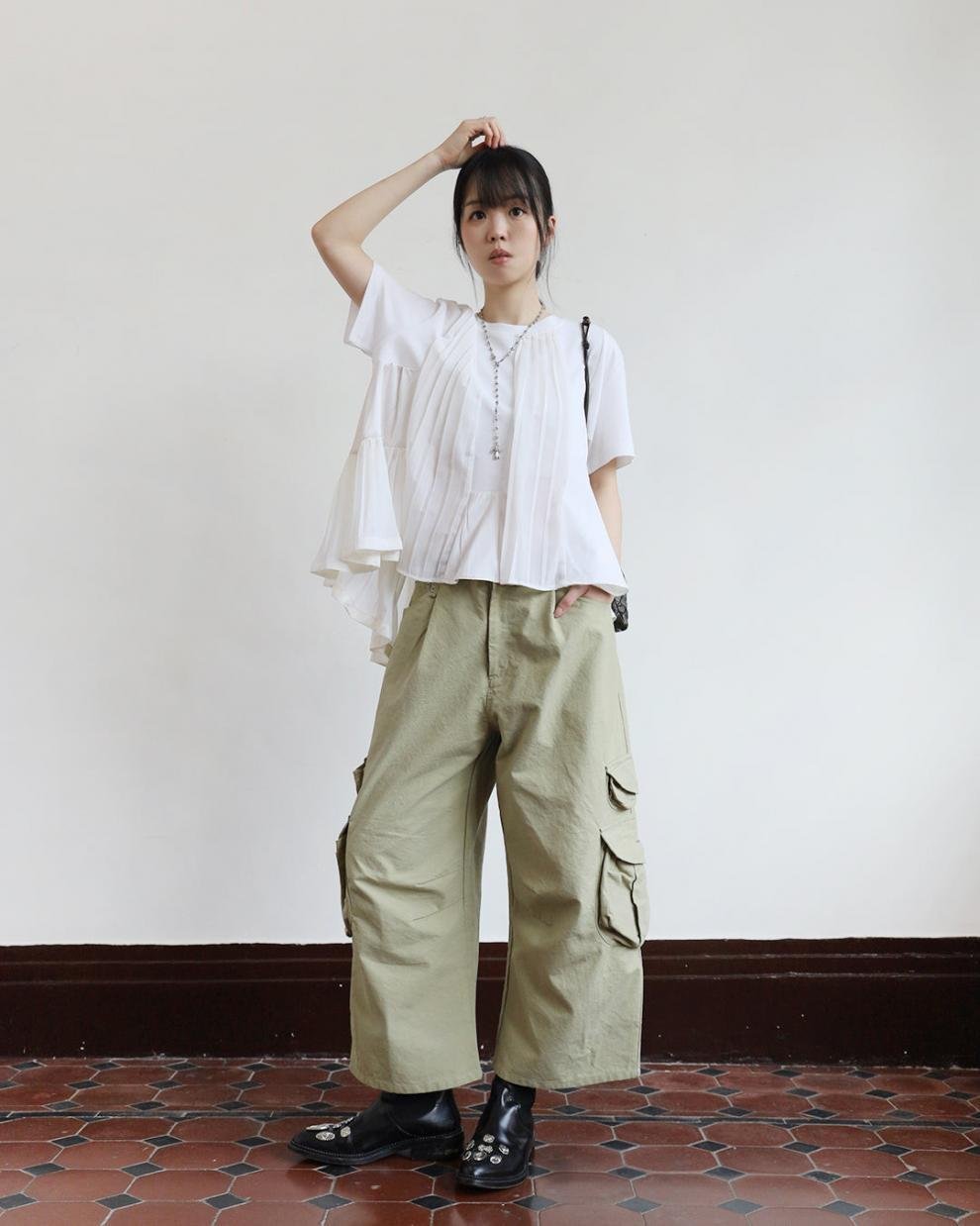レディース トップス Tシャツ 半袖 無地 春夏 レトロ プリーツ 春 夏 シンプル シフォン シャツ