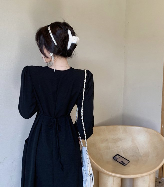トップス 長袖 無地 秋 レトロ 大きいサイズ Vネック タイト シンプル 上品 タイ ポリエステル