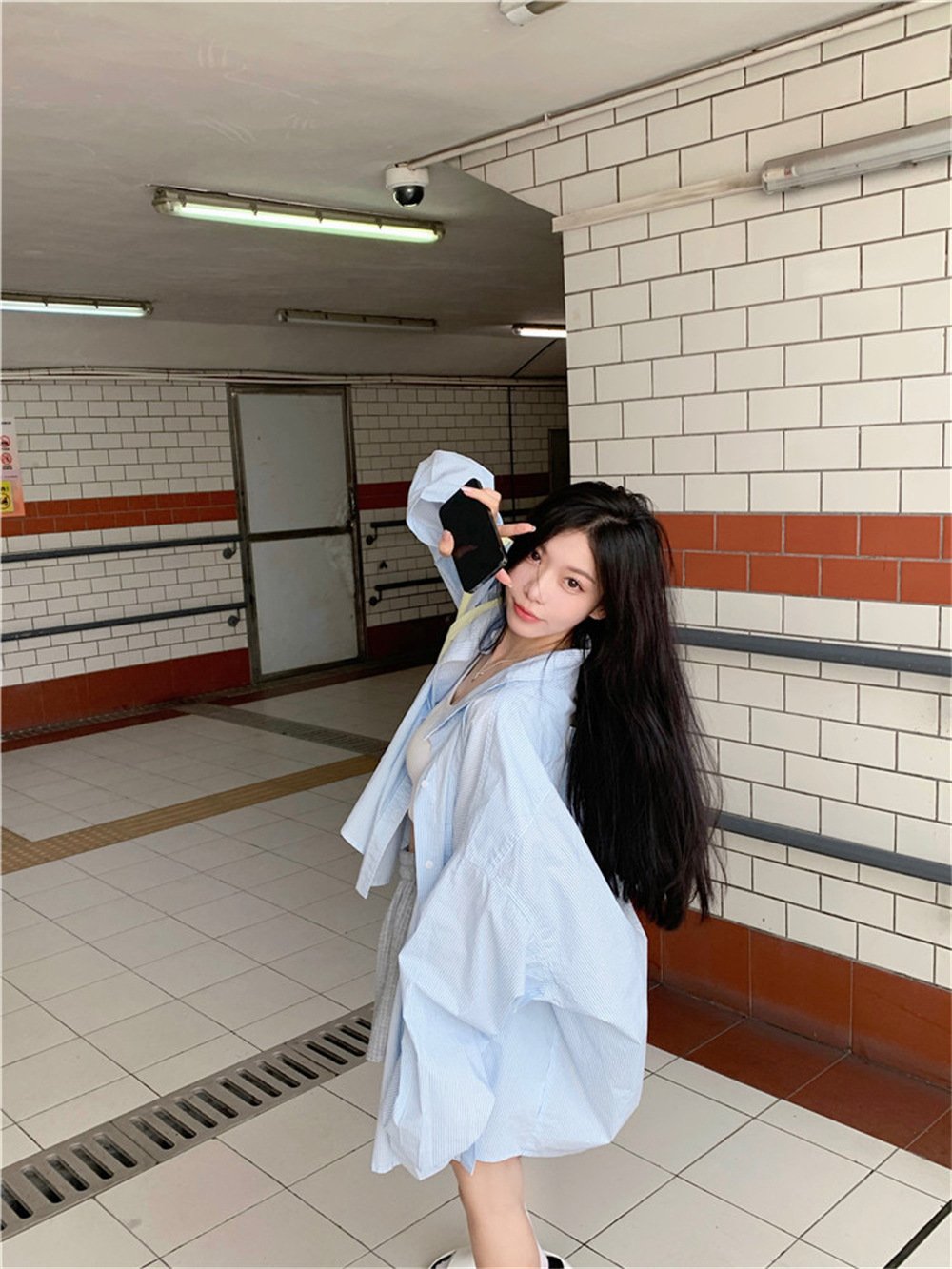 レディース シャツ カーディガン コート 長袖 ボーダー ストライプ ゆったり 春夏 カジュアル 前開き 春 夏 ロング 切り替えデザイン ポリエステル