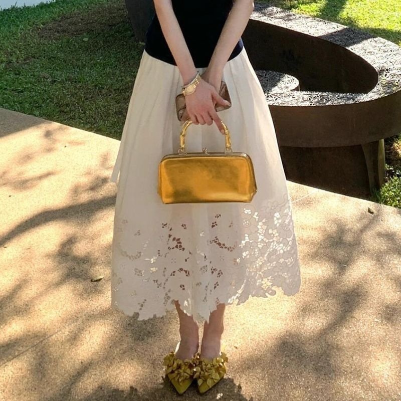レディース ワンピース スカート 春夏 カジュアル きれいめ 春 夏 ホワイト フラワー 上品 ロング Aライン