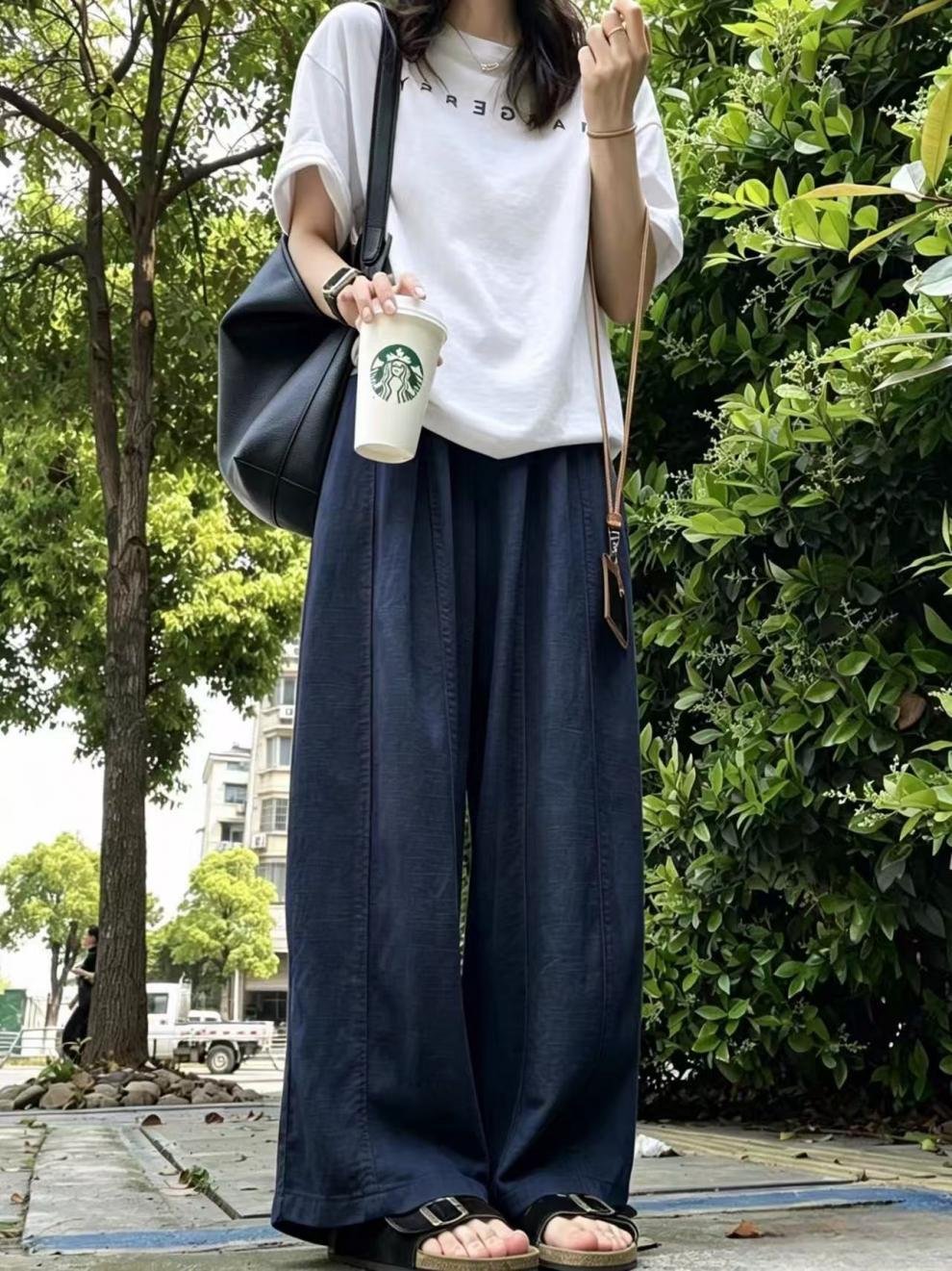 レディース パンツ 無地 ゆったり ワイド コットン 綿 麻 春夏 カジュアル きれいめ 通勤 春 白 夏 シンプル ロング ワイドパンツ 薄手 バルーン ハイウエスト 都会的