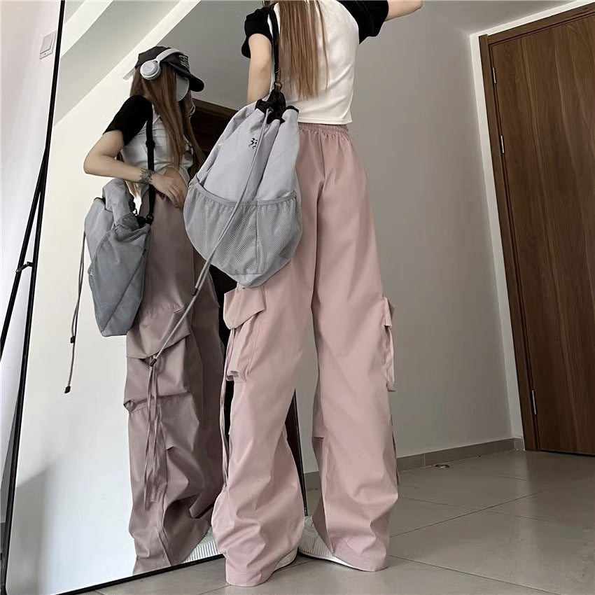 レディース パンツ ボトムス カーゴパンツ 丈長 ロング ワイド ストリート ポケット ハイウエスト ドロスト シンプル カジュアル おしゃれ かっこいい こなれ感 メンズライク ボーイッシュ ルーズ クール 抜け感 無地 春 夏 秋 冬 オールシーズン ママ 通勤 学生 学校 通学 デート お出かけ 旅行 公園 女子会 休日 ショッピング お花見 普段使い 着回し トレンド 流行 M L XL 2XL 大きいサイズ ブラック ダークグレー イエロー ベージュ ブルー グリーン ベーシックカラー