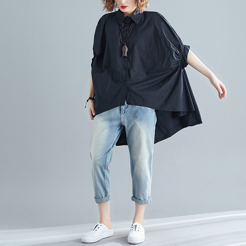 シャツ Tシャツ 半袖 ゆったり 夏 体型カバー 大きいサイズ 春夏 前開き 上品 襟付き レギュラー ポリエステル