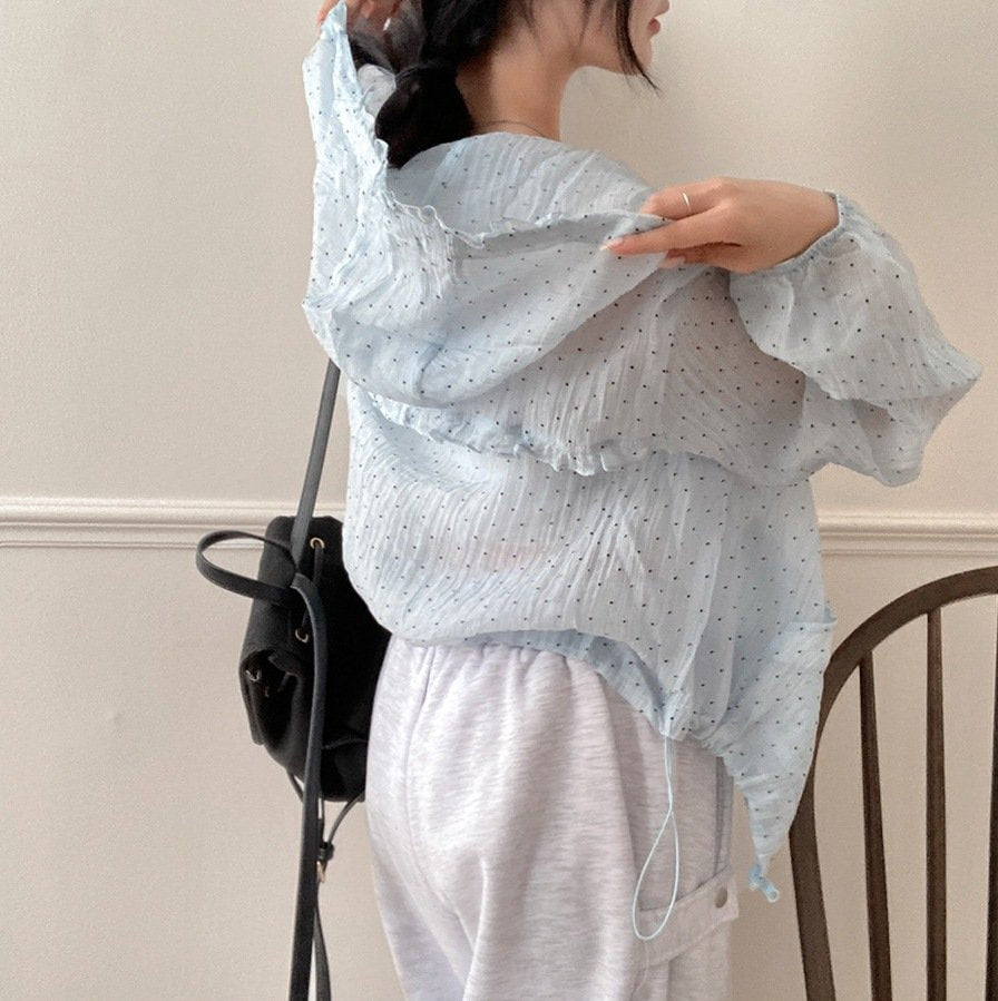 レディース ジャケット パーカー 長袖 ドット柄 ゆったり 春夏 春 夏 薄手 UVカット ドット