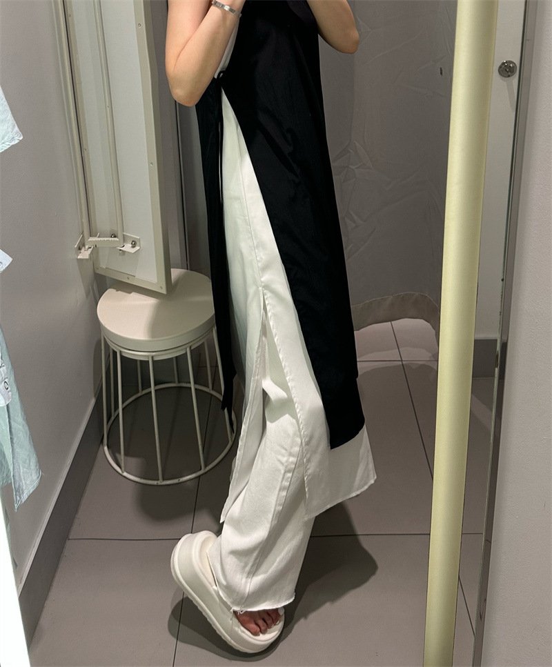 レディース パンツ ワイド コットン 綿 デニム 春夏 きれいめ 通勤 春 夏 ロング ストレート デニムパンツ ハイウエスト ヴィンテージ 都会的 ダメージ ウォッシュ
